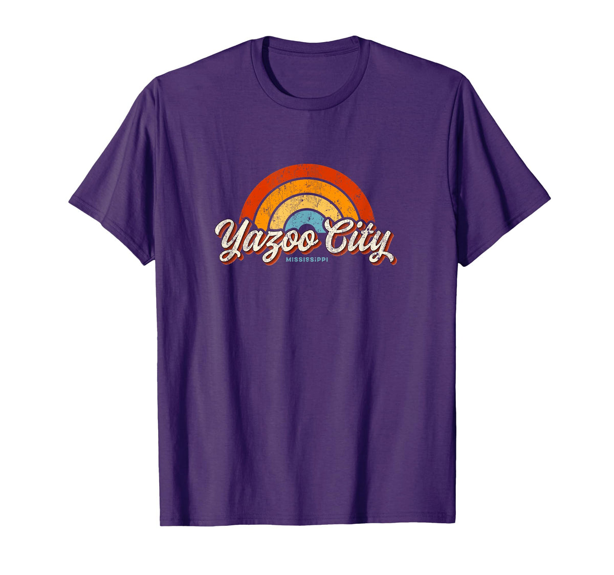 Yazoo City Mississippi Ms Rainbow 70S T-Shirt - Novelty Apparel Men Women