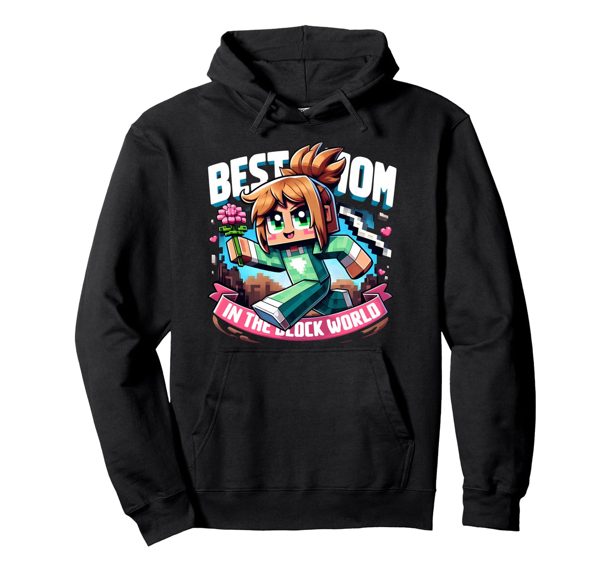 Best Mom Block World Pixel Gaming Hoodie - Minimalist Print Men Women