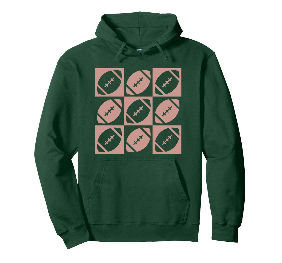 Checkered Football Football Mom Game Day Hoodie - Graphic Print Unisex