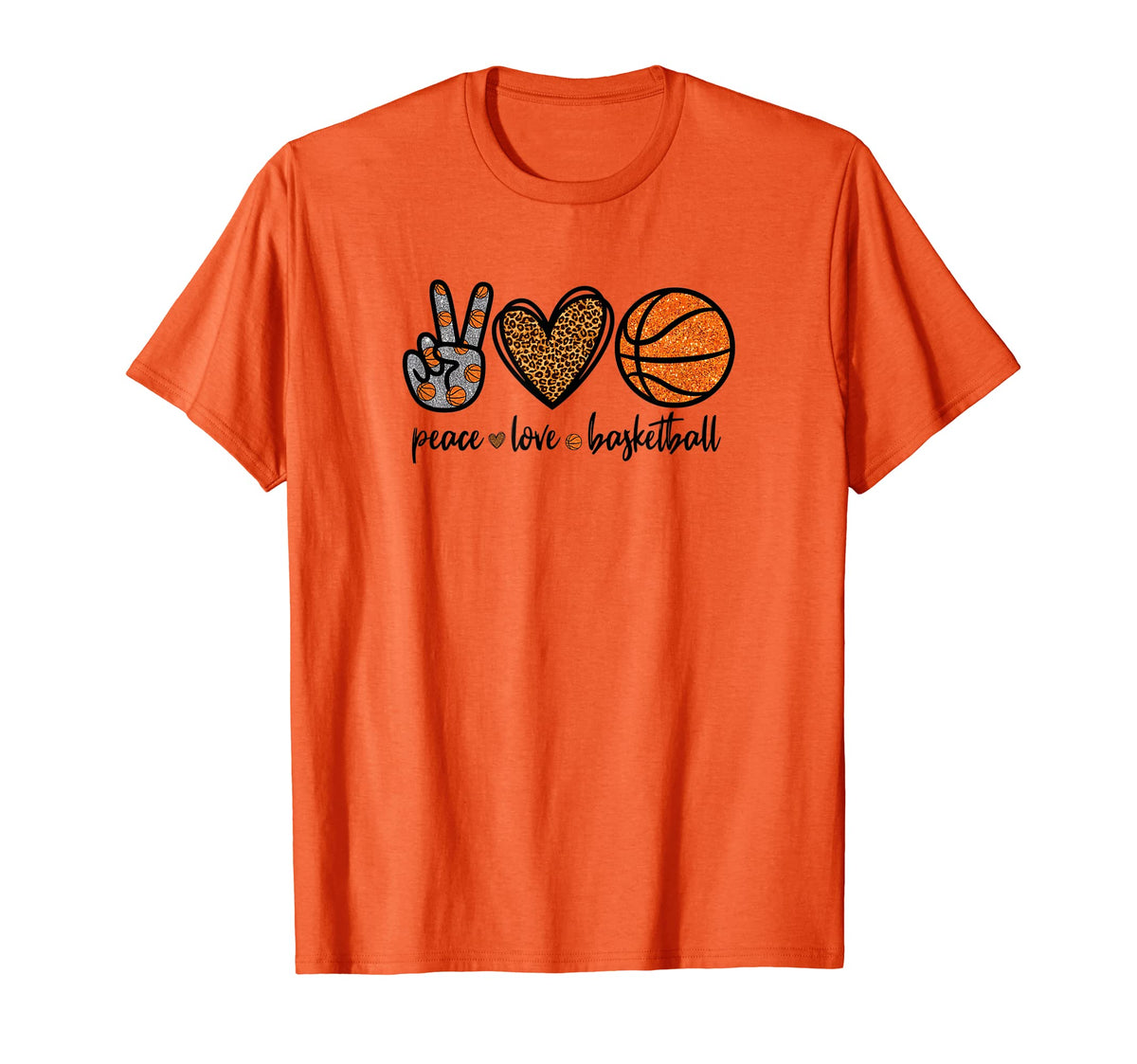 Orange Basketball Mom Peace Love T-Shirt - Casual Everyday Wear Unisex