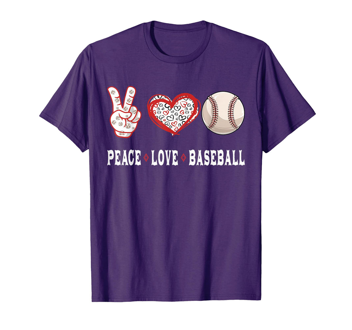 Baseball Lovers Player Fans Peace Love T-Shirt - Streetwear Style Unisex