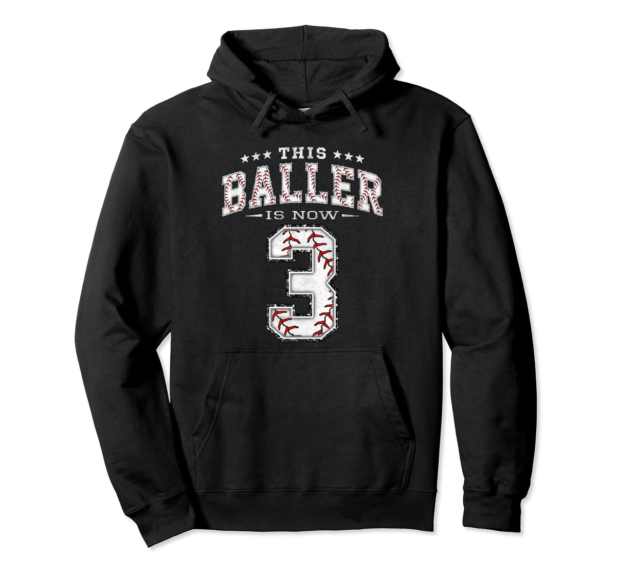3 Years Old Birthday Baseball Hoodie - Casual Everyday Wear Men Women