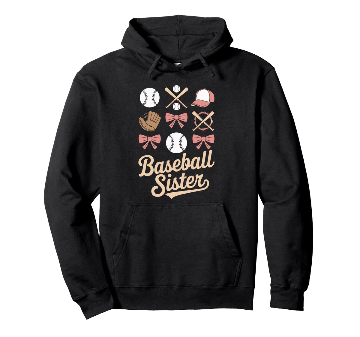 Baseball Sister Coquette Bows And Hoodie - Casual Everyday Wear Men Women