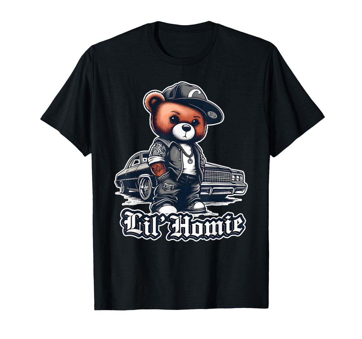 Lil Homie Teddy Bear Hip Hop Lowrider T-Shirt - Fun Novelty Design Unisex