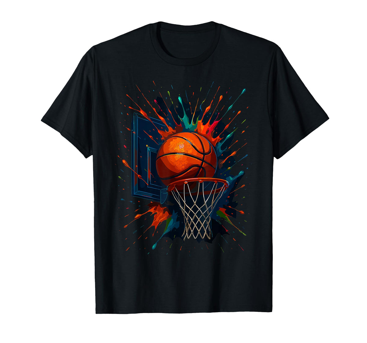 Colorful Paints Splash Basketball T-Shirt - Streetwear Style for Adults