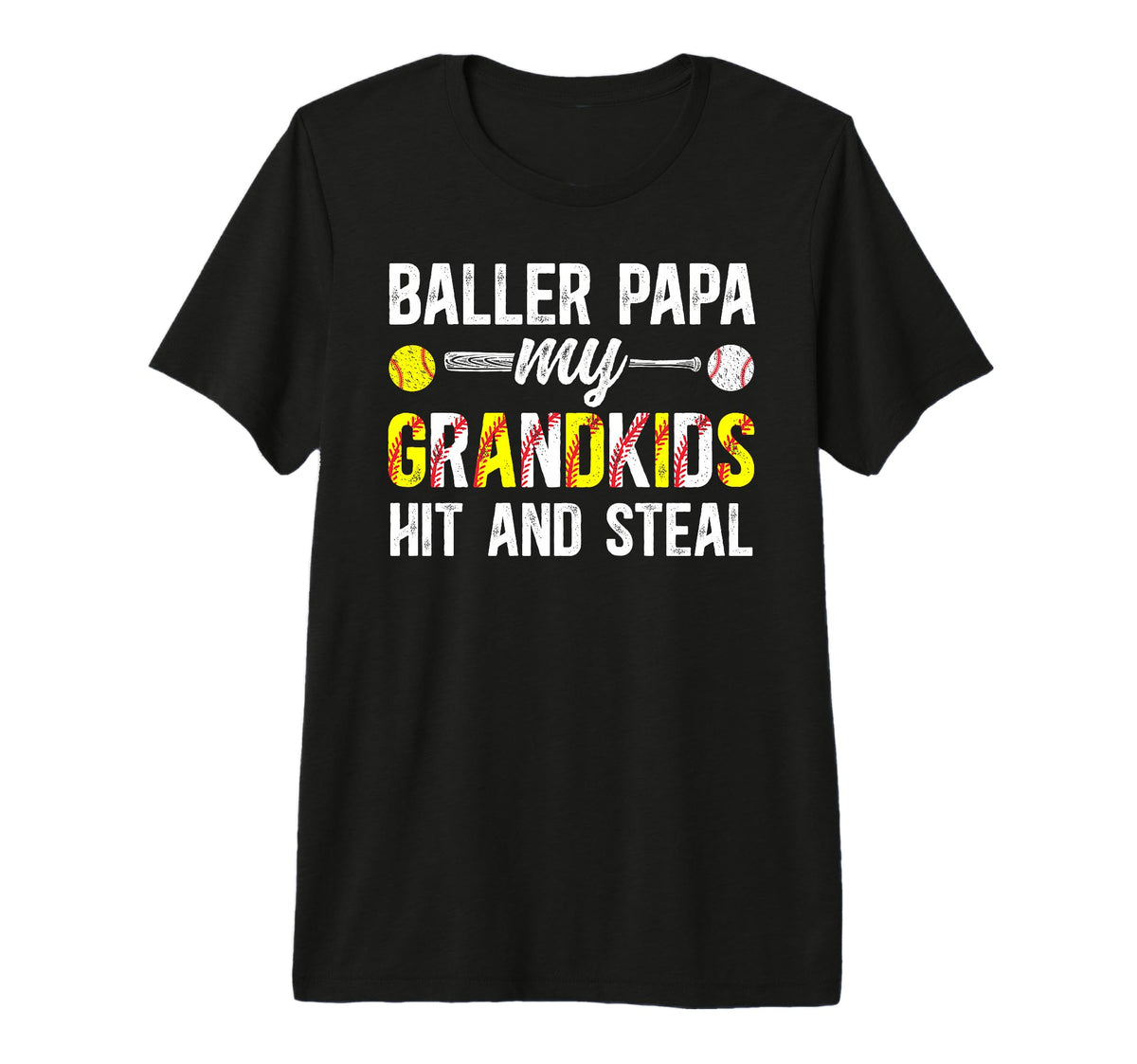 Mens Baller Papa Funny Baseball Softball T-Shirt - Graphic Print Men Women