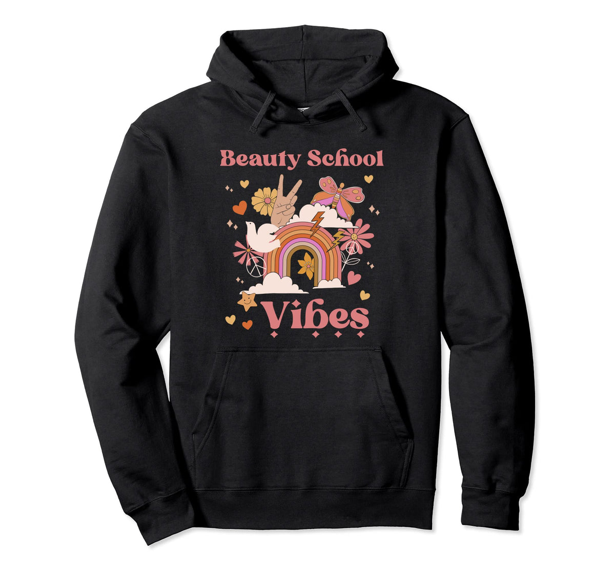 Beauty School Vibes Groovy Cosmetology Hoodie - Graphic Print Men Women