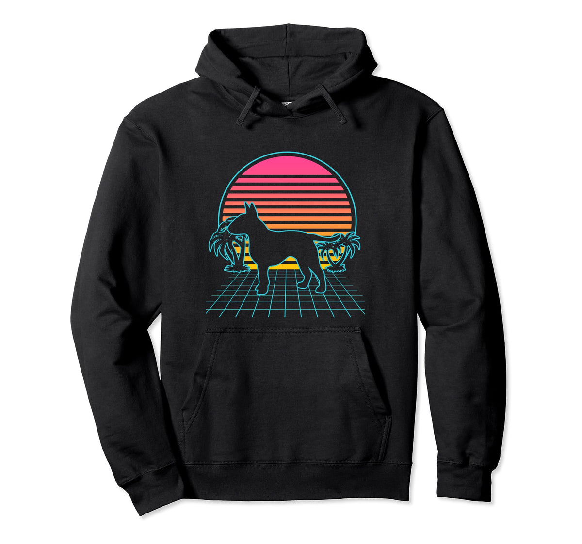Bull Terrier 80S Vaporwave Hoodie - Casual Everyday Wear Men Women
