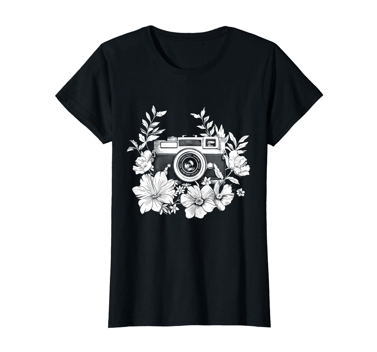 Photographer Camera Flowers T-Shirt - Casual Everyday Wear Men Women