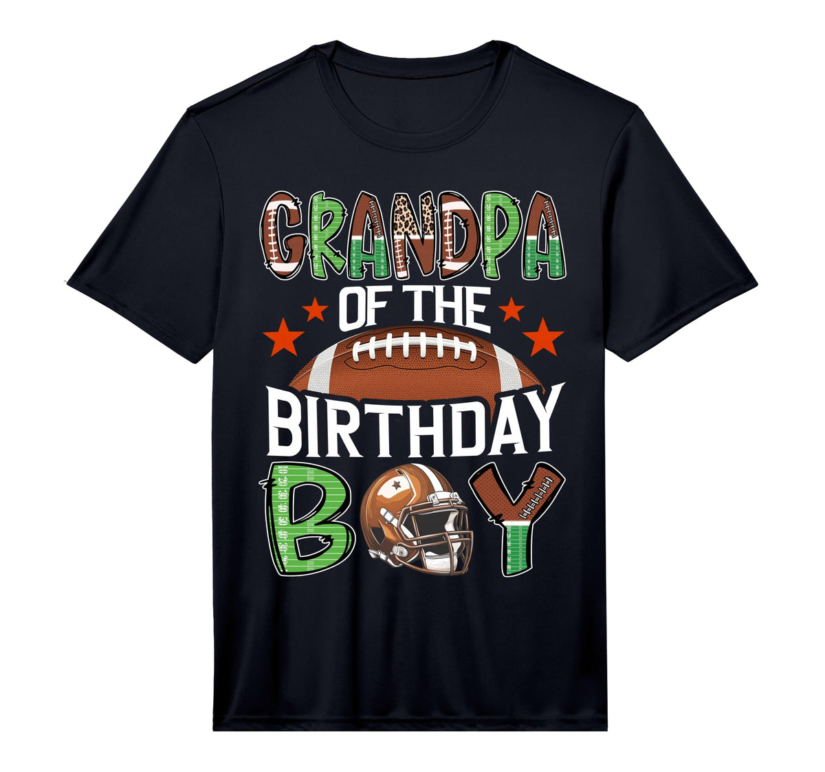 Grandpa Birthday Game Day Football T-Shirt - Graphic Print for Adults
