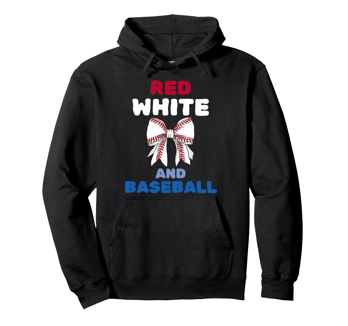 Red White And Baseball Coquette Bow Hoodie - Streetwear Style Men Women