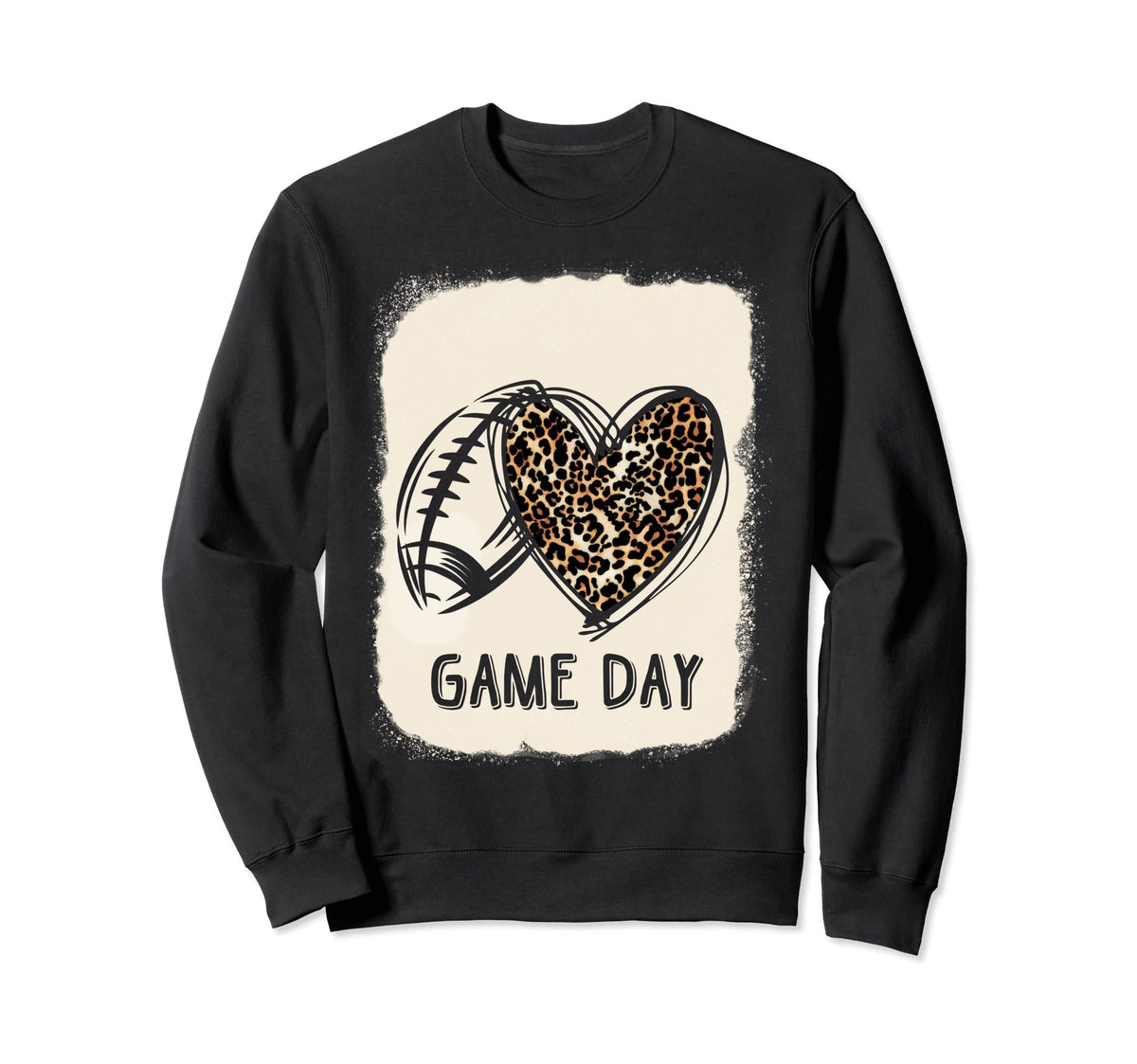 Game Day Leopard Heart Football Sweatshirt - Streetwear Style Men Women