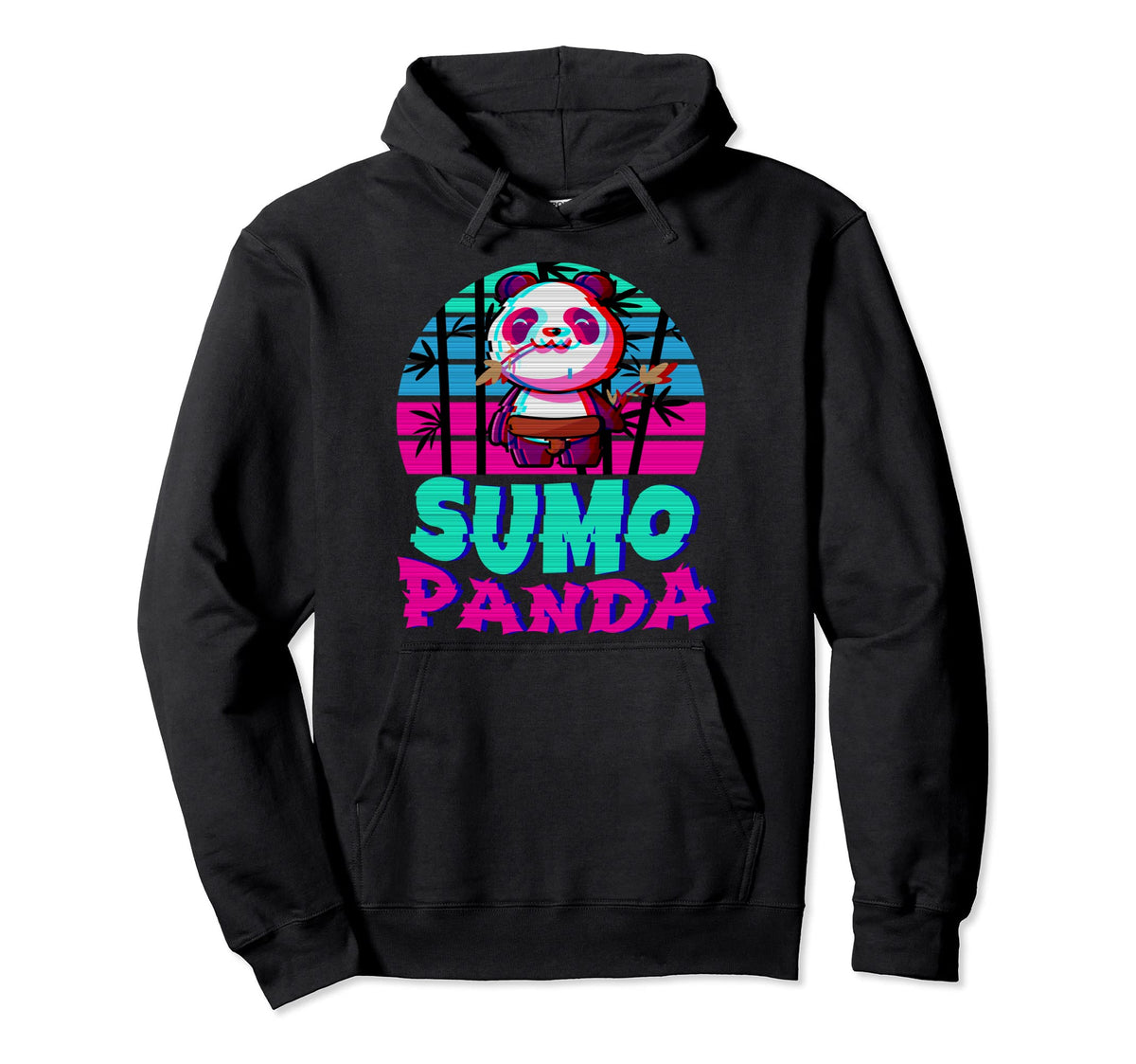 Sumo Panda Wrestler Vaporwave Japanese Hoodie - Novelty Apparel Men Women
