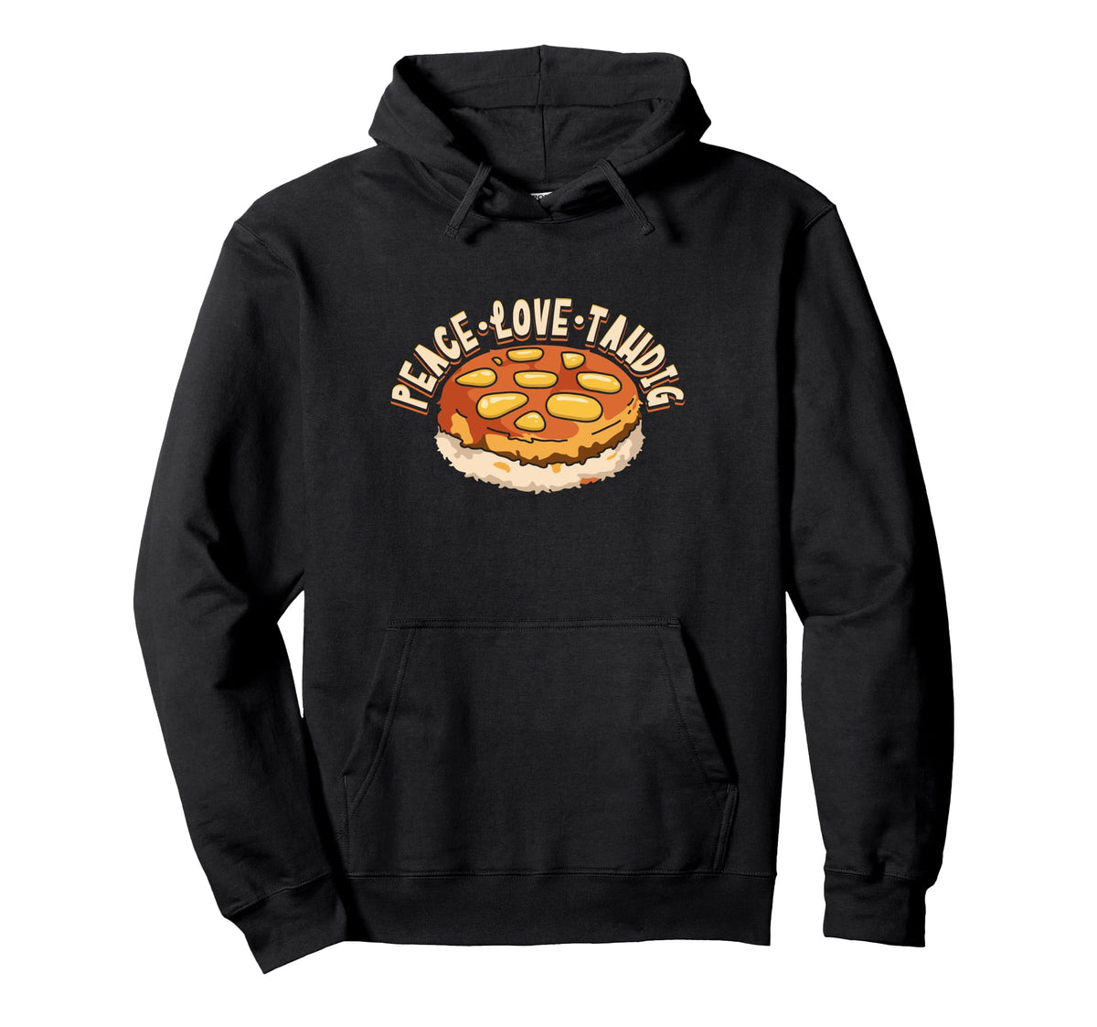 Persian Rice Tahdig Foodie Peace Love Hoodie - Minimalist Print for Adults
