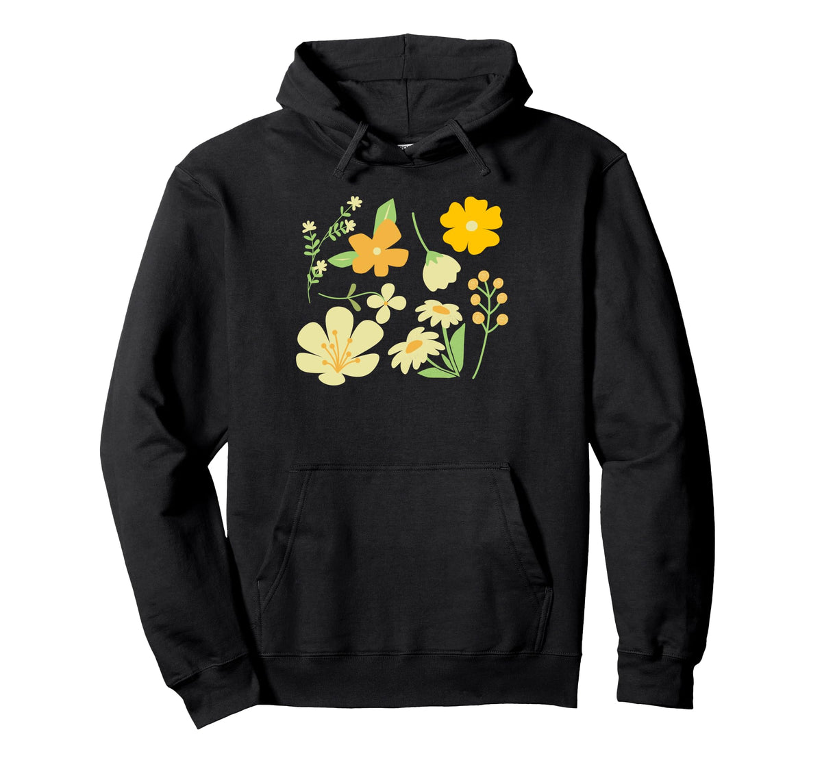 Boho Floral Warm Yellow Wildflower Vibes Hoodie - Trendy Graphic Men Women