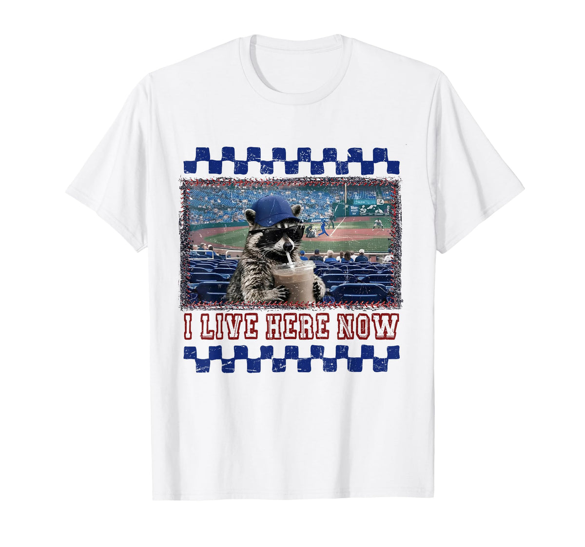 I Live Here Now Baseball Raccoon Meme T-Shirt - Streetwear Style Unisex