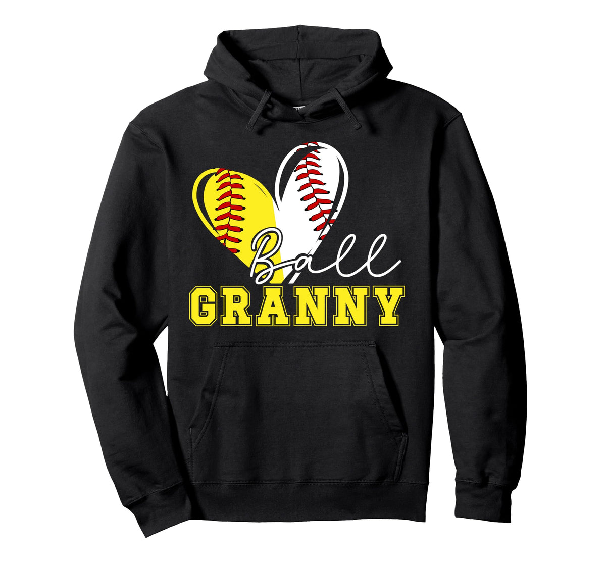 Ball Granny Heart Softball Hoodie - Casual Everyday Wear for Adults