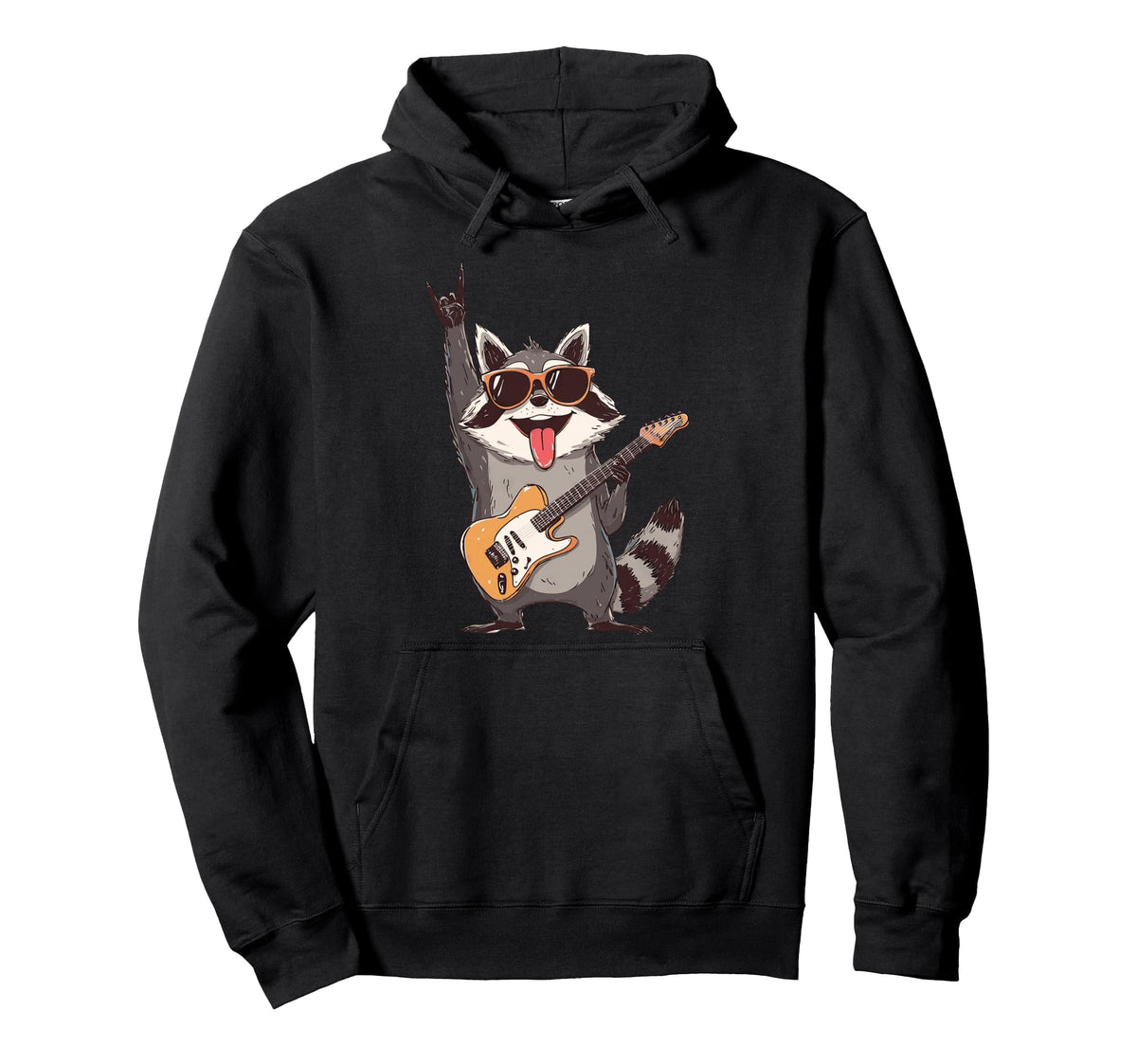 Rocking Raccoon Musician Electric Guitar Hoodie - Minimalist Print Unisex
