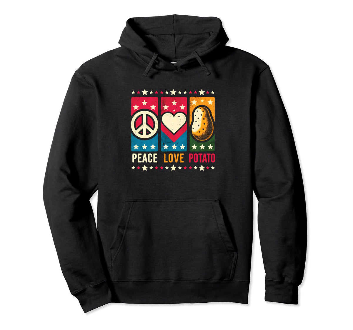 Peace Love And Potato Peace Symbol Potato Hoodie - Graphic Print Men Women