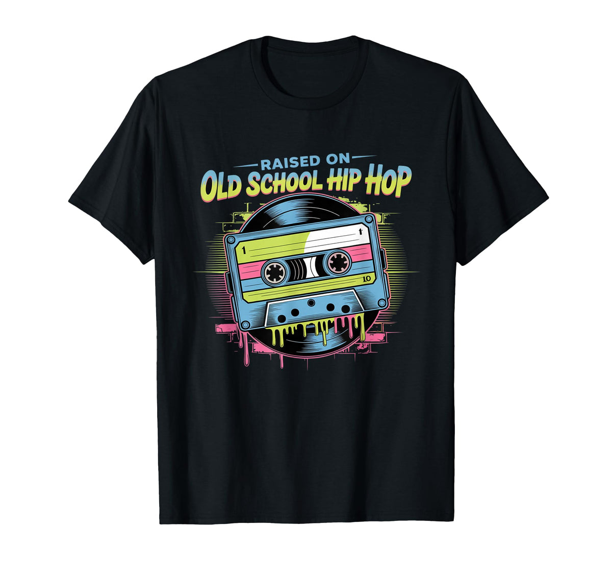 Raised Old School Hip Hop Cassette Vinyl T-Shirt - Streetwear Style Unisex