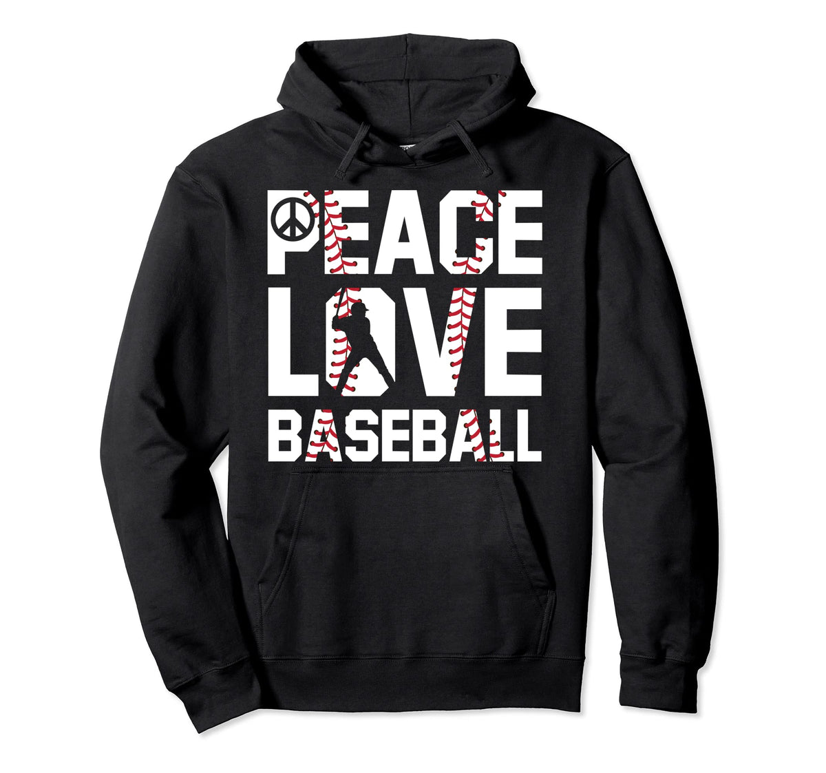 Peace Love Baseball Soft Ball Fans Hoodie - Novelty Apparel for Adults