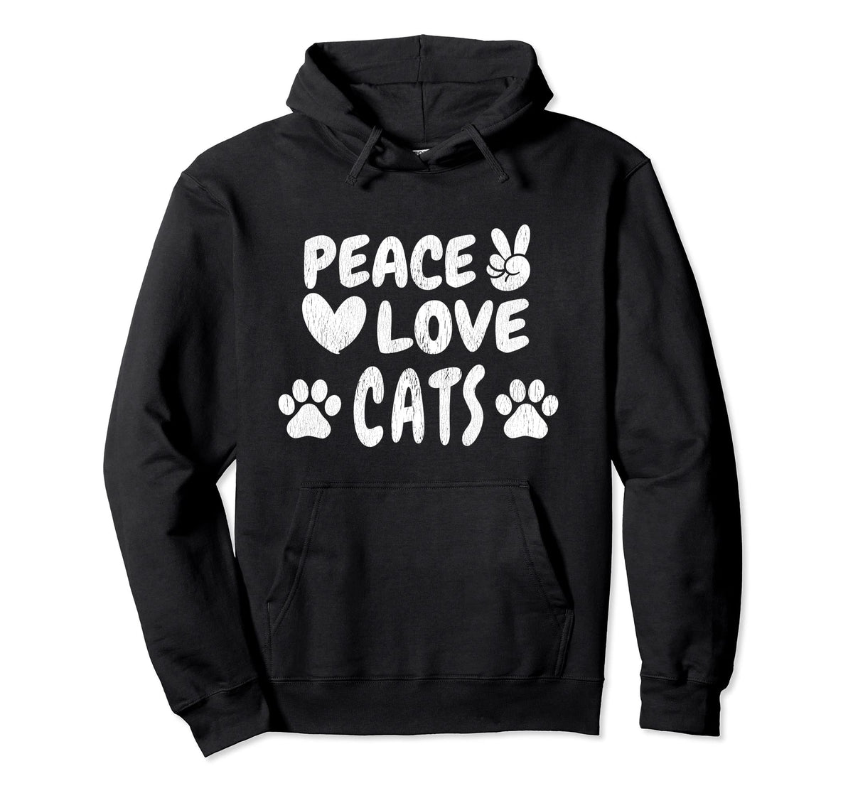 Peace Love Cats Groovy 60S 70S Hippie Hoodie - Minimalist Print Men Women