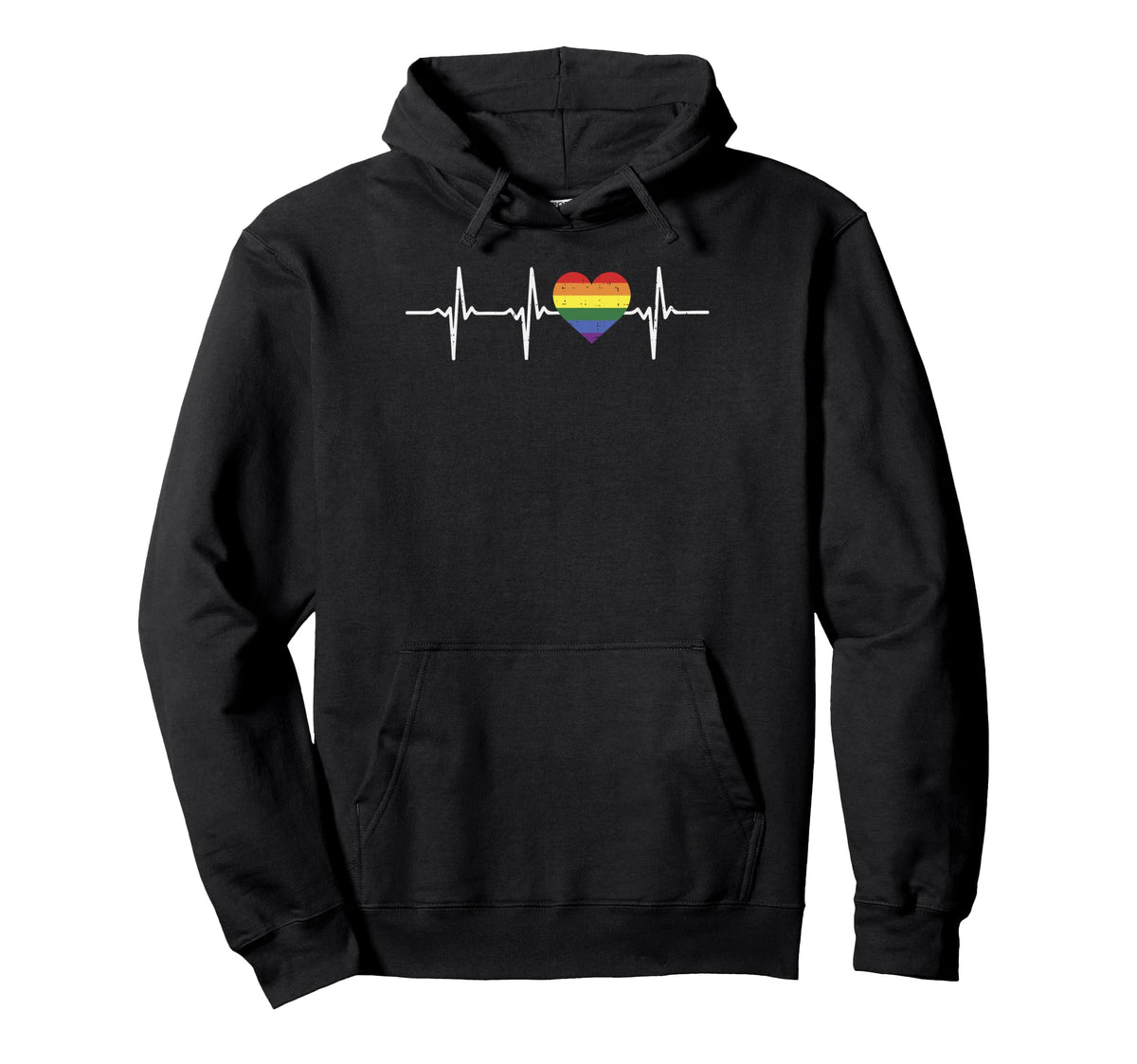 Heartbeat Rainbow Heart Gay Lgbt Pride Hoodie - Graphic Print for Adults