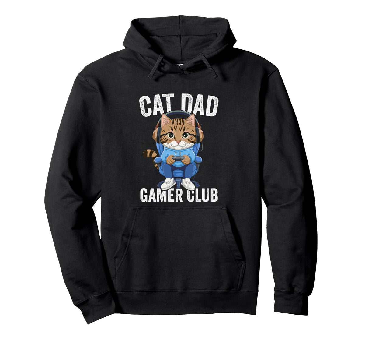 Cat Dad Gamer Club Video Games Gaming Hoodie - Trendy Graphic for Adults