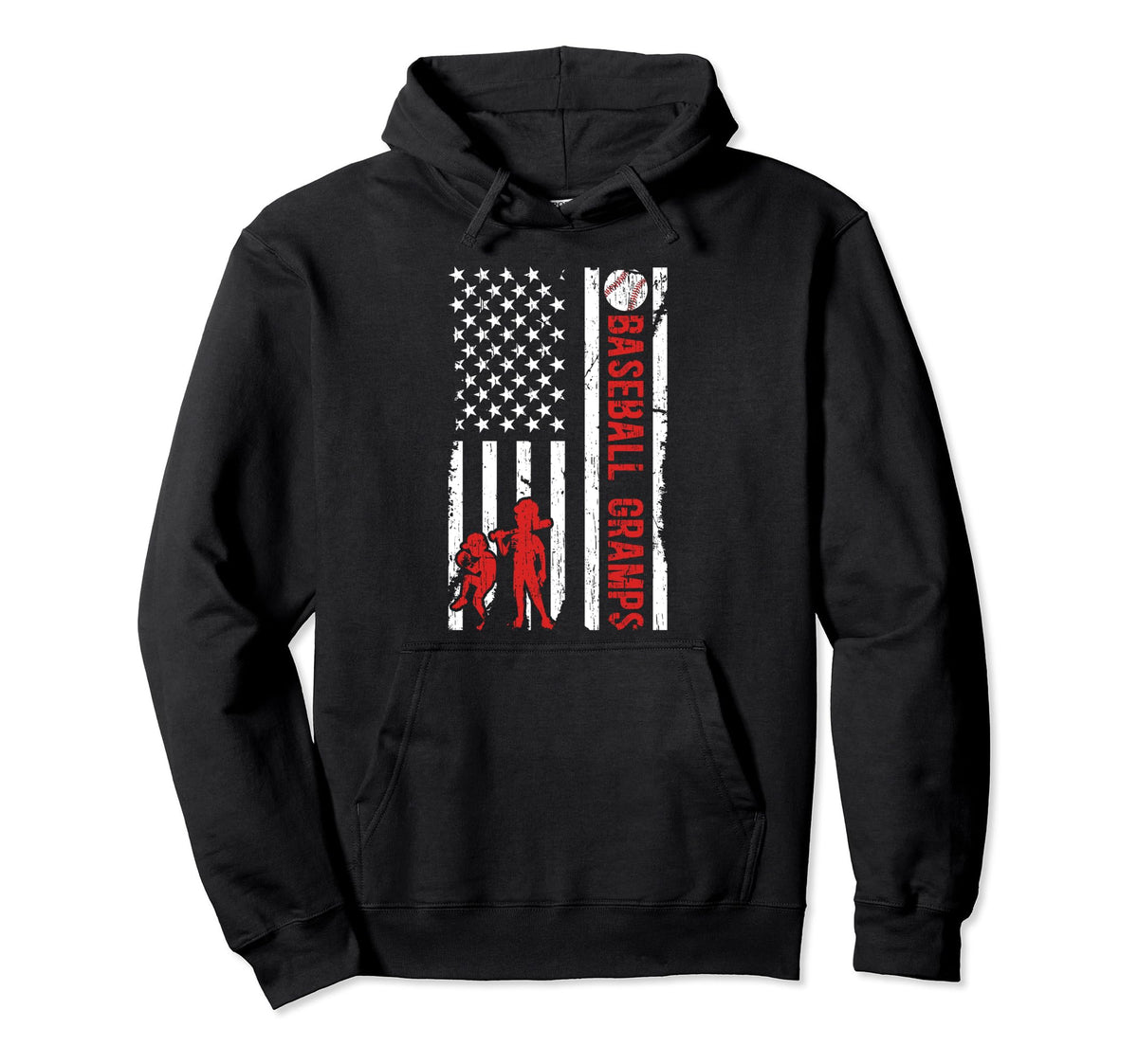 Baseball Gramps Grandpa Us Flag Gramps Hoodie - Trendy Graphic Men Women
