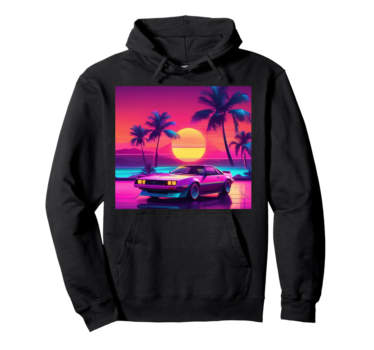 Jdm Japan Car 80S Vaporwave Aesthetic Palm Hoodie - Trendy Graphic Unisex