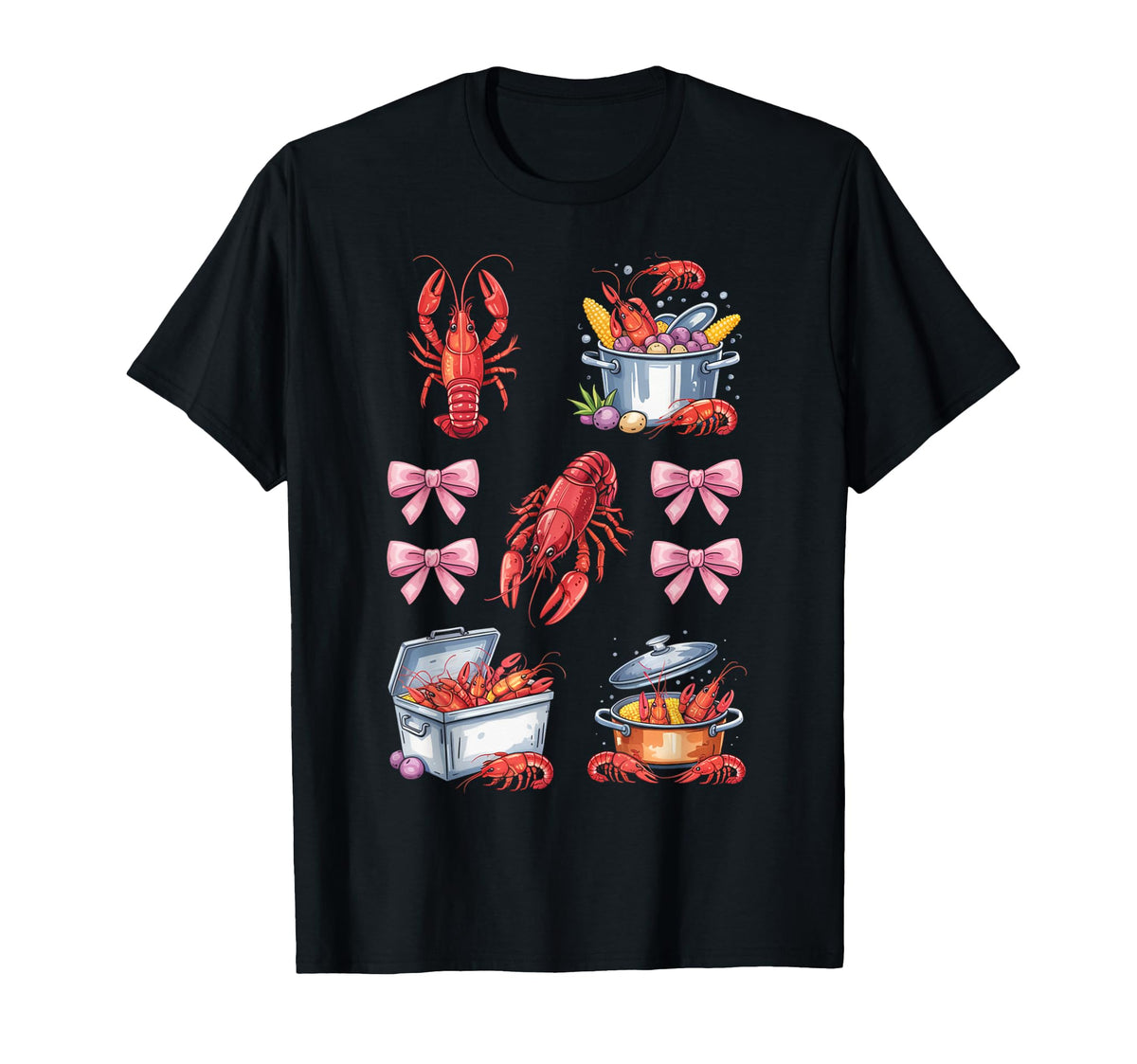 Funny Bow Coquette Crawfish Boil Y2K T-Shirt - Custom Art Print Men Women