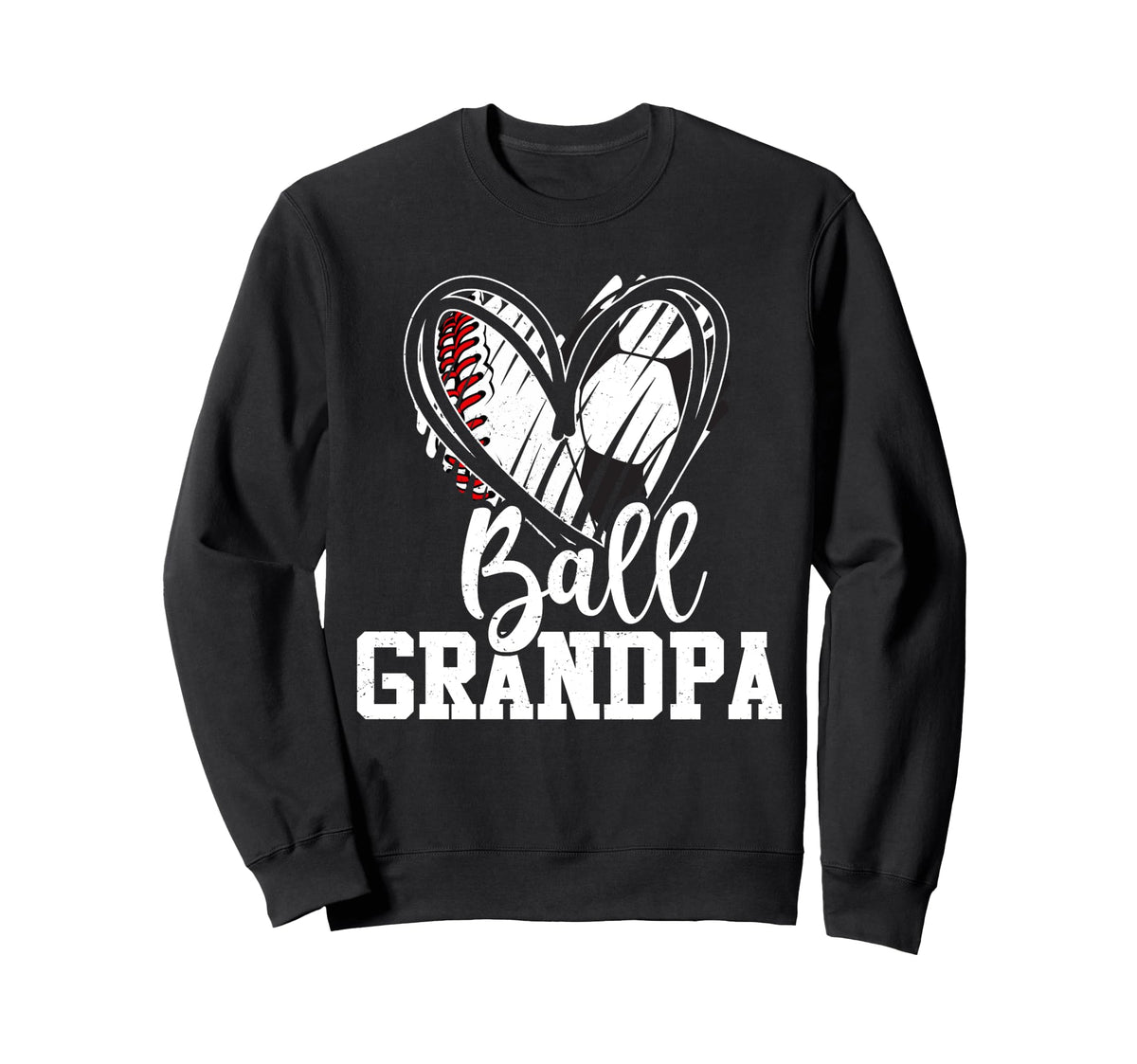 Ball Grandpa Heart Baseball Soccer Ball Hoodie - Unique Graphic Unisex