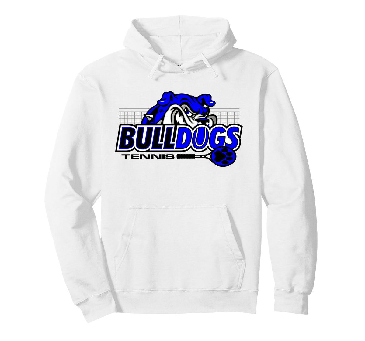 Bulldogs Tennis Mom Game Day Mascot Blue Hoodie - Trendy Graphic Unisex