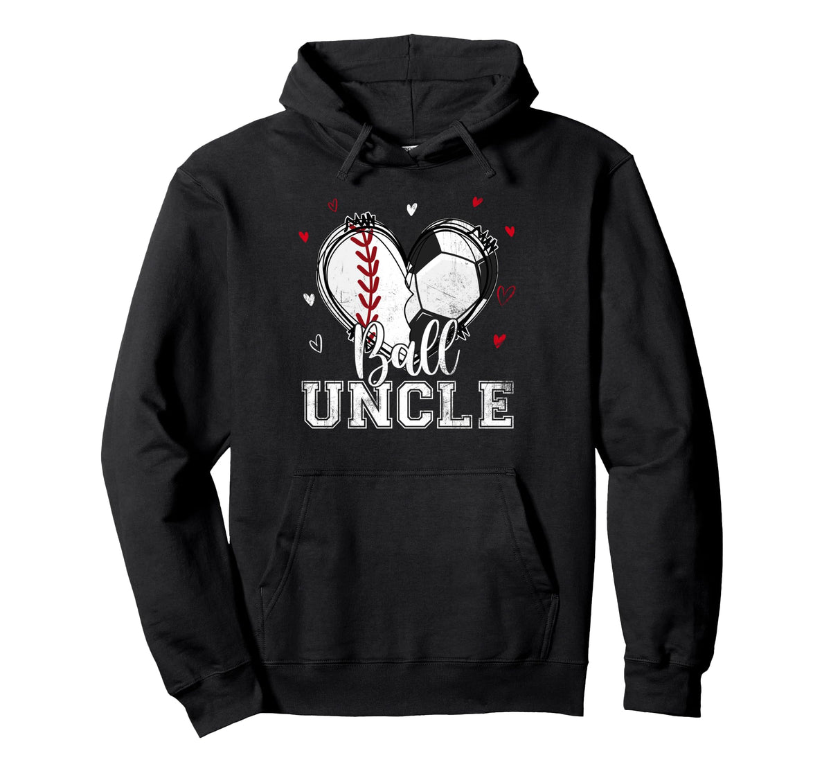 Ball Uncle Baseball Soccer Heart Nana Hoodie - Minimalist Print for Adults