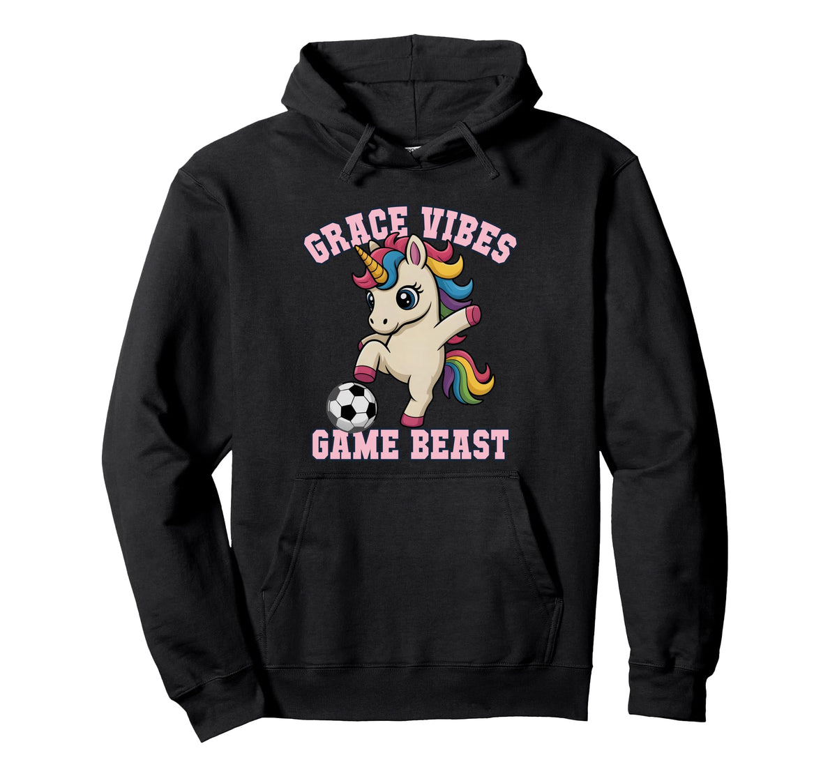 Grace Vibes Soccer Unicorn Just Who Hoodie - Fun Novelty Design Men Women