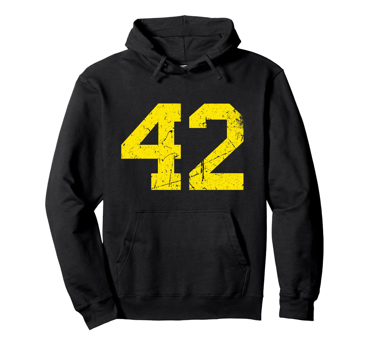 Yellow Number 42 Sports Team Varsity Hoodie - Graphic Print Men Women