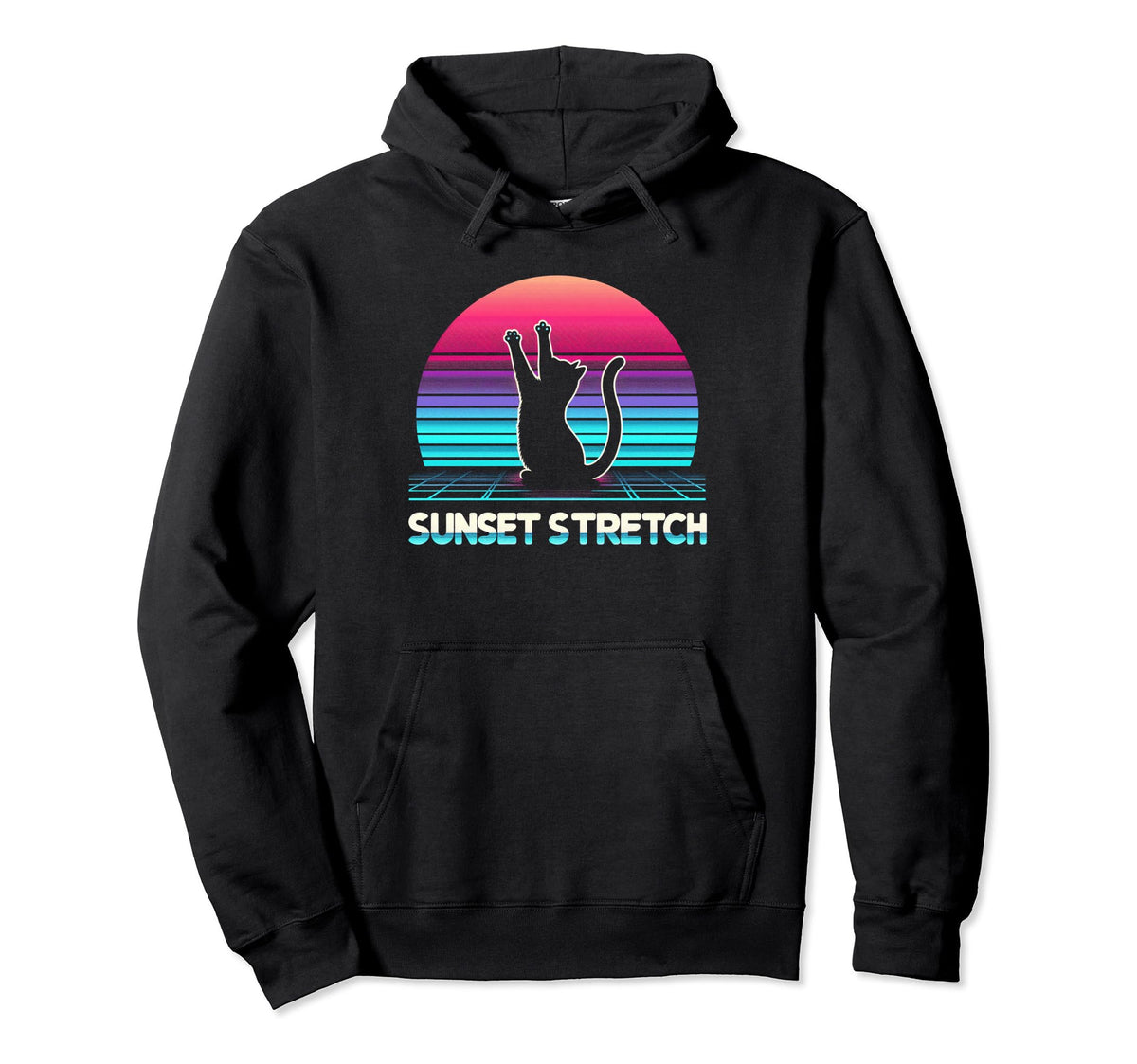 Cat Sunset Stretch Vaporwave Yoga Cats Hoodie - Trendy Graphic Men Women