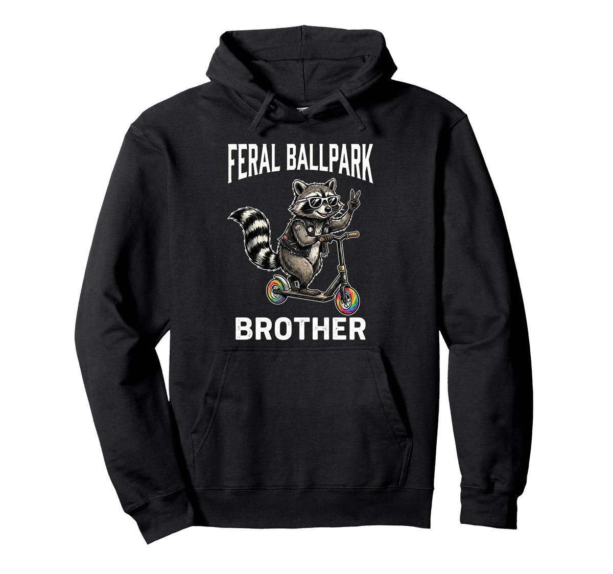 Feral Ballpark Brother Raccoon Scooter Hoodie - Aesthetic Graphic Unisex