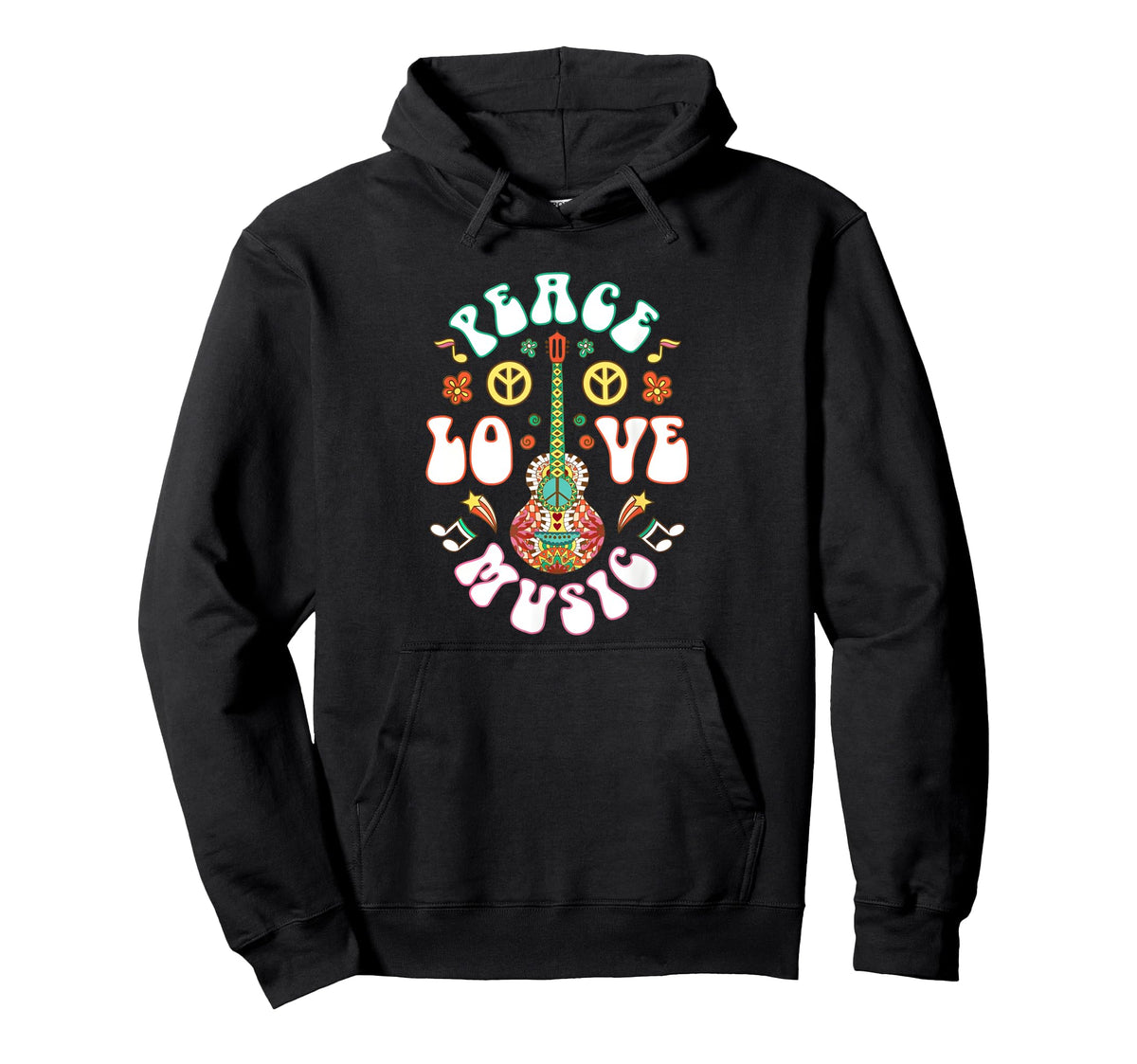 Peace Love Music Printed Mens T-Shirt - Casual Everyday Wear Men Women