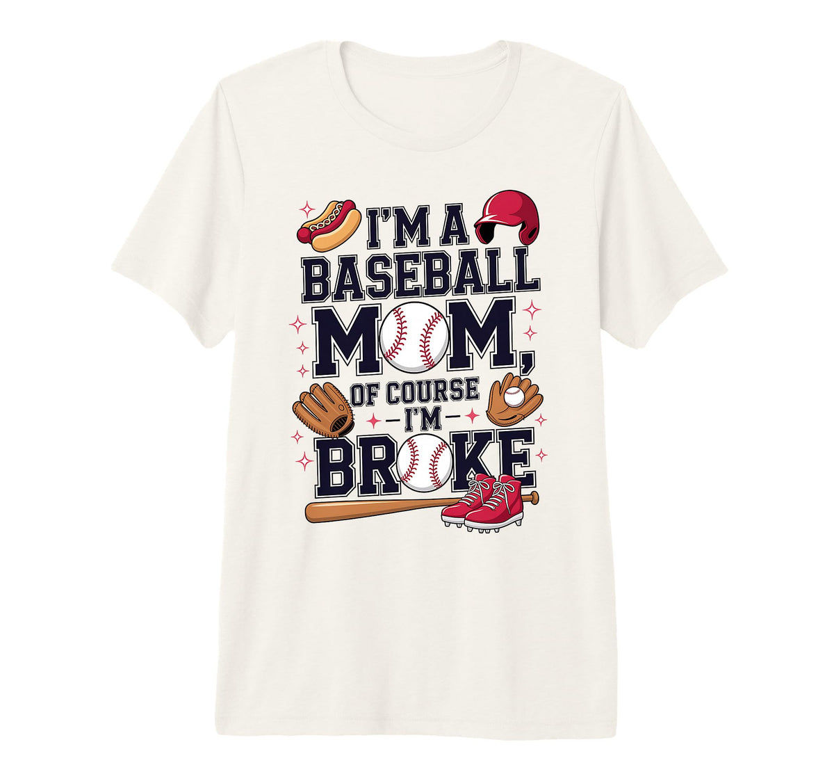 Funny Baseball Mom Sports Season Tri T-Shirt - Novelty Apparel for Adults