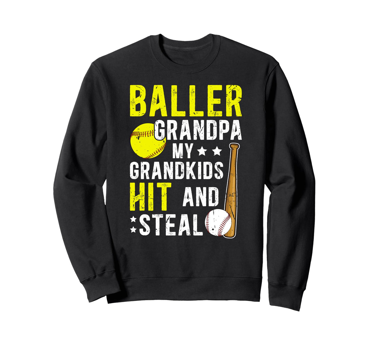 Baller Grandpa Funny Baseball Sweatshirt - Casual Everyday Wear Men Women