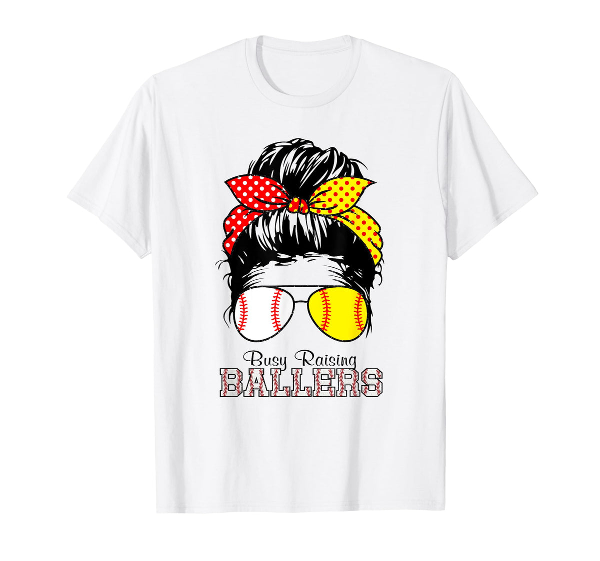 Busy Raising Ballers Messy Bun T-Shirt - Casual Everyday Wear for Adults