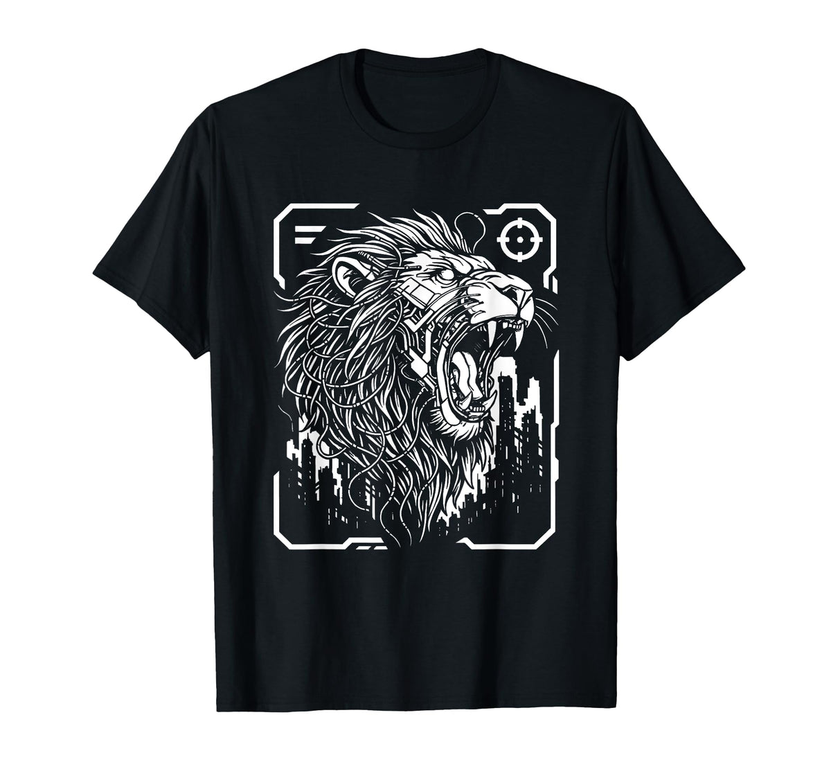 Cyber Lion Dystopian Techwear Aesthetic T-Shirt - Streetwear Style Unisex