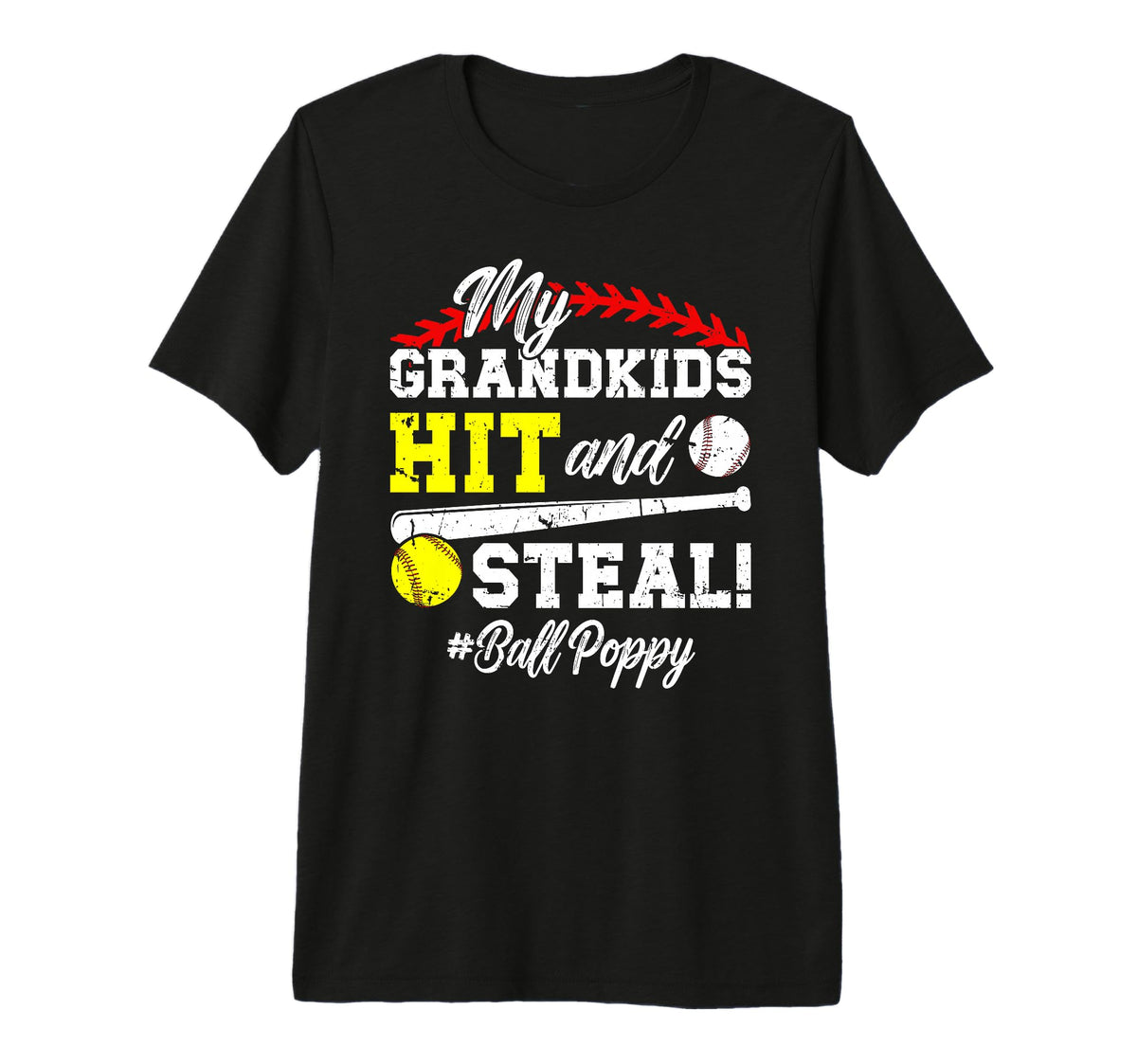 Mens Ball Poppy Baseball Softball Poppy T-Shirt - Novelty Apparel Unisex