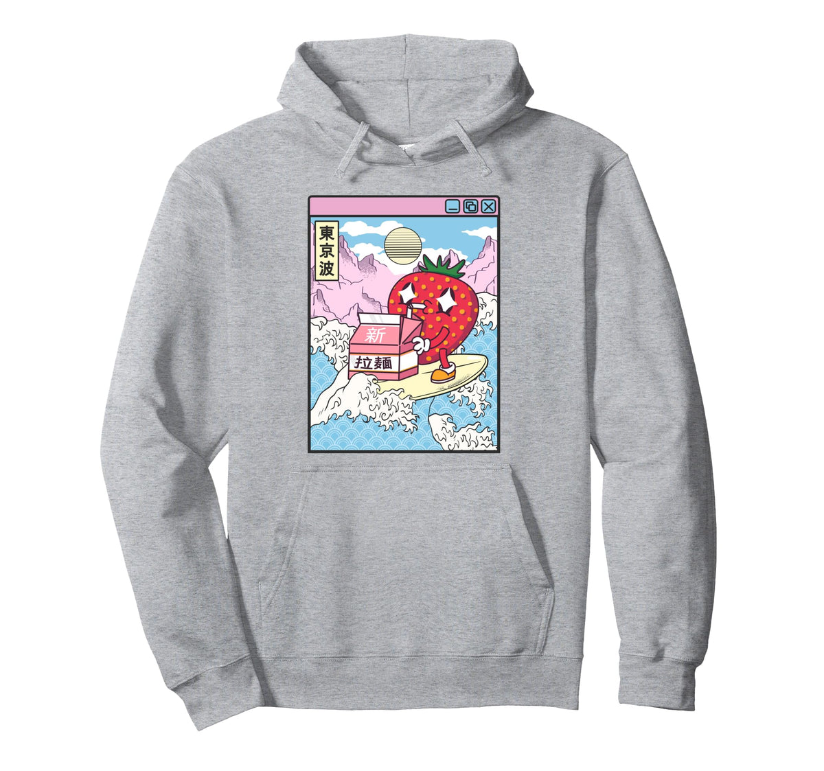 Surfing Strawberry Drinking Milk Japan Hoodie - Streetwear Style Unisex