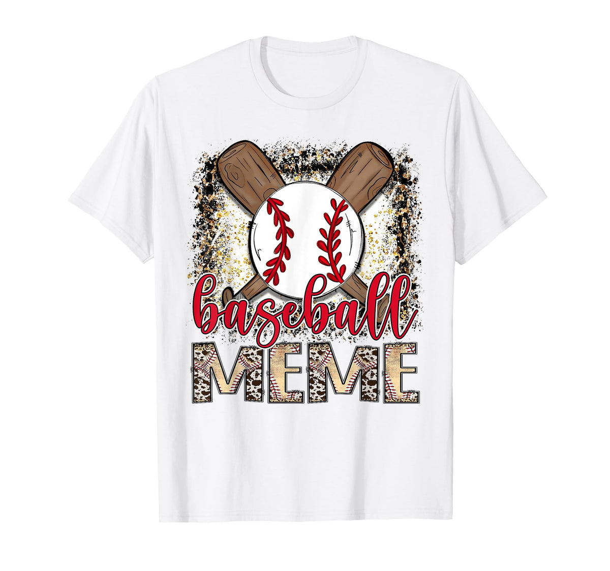 Baseball Meme Leopard Proud Ball T-Shirt - Casual Everyday Wear for Adults