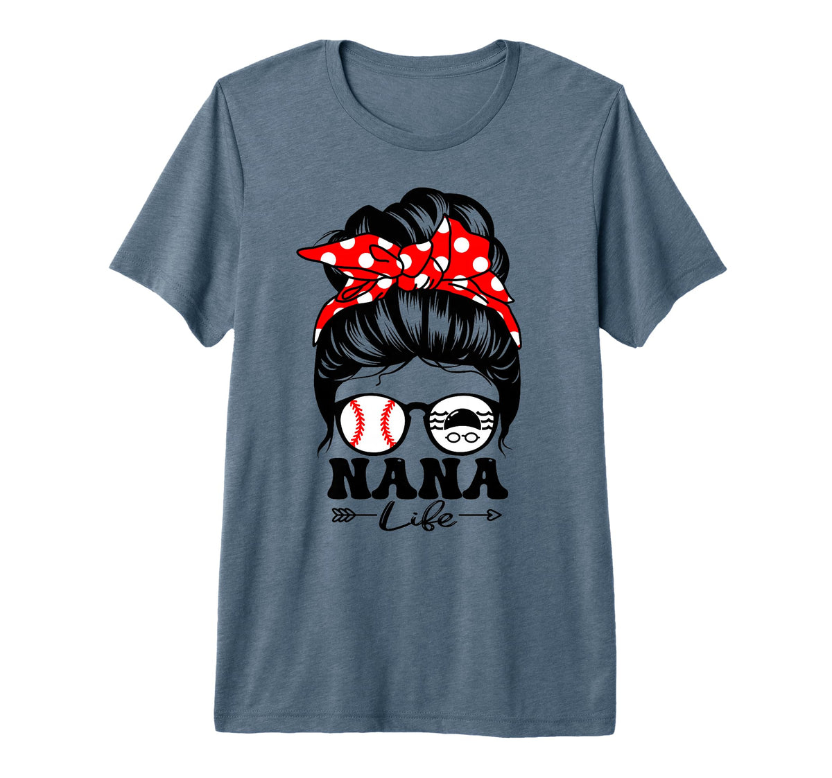 Nana Life Messy Bun Hair Funny Swim T-Shirt - Aesthetic Graphic for Adults