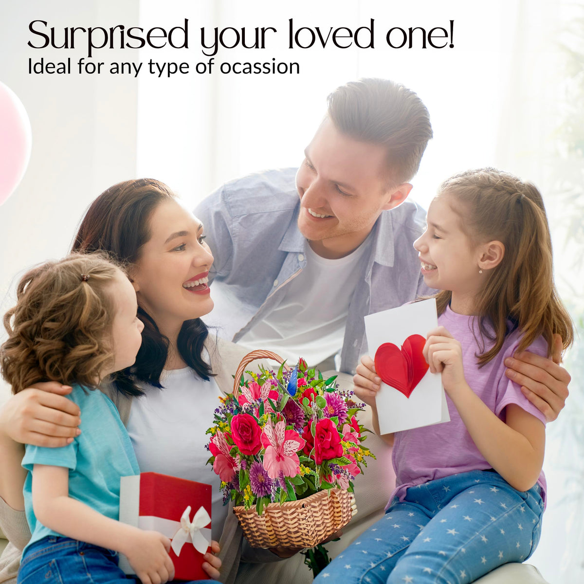 GIFTING GIGGLES 3D Pop-Up Flower Bouquet Card with Envelope
