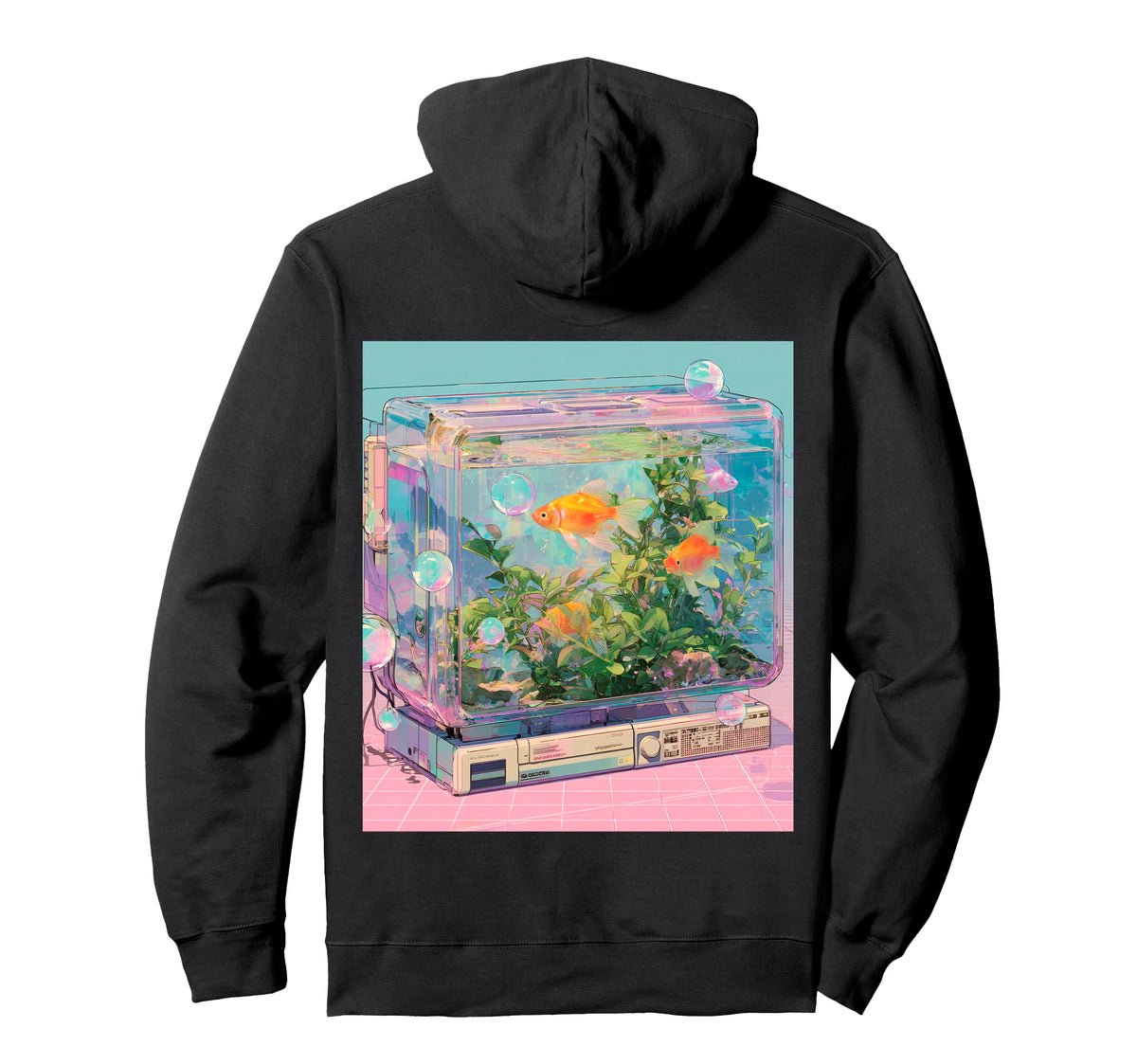 Computer Monitor Aquarium Goldfish Art Hoodie - Novelty Apparel Men Women