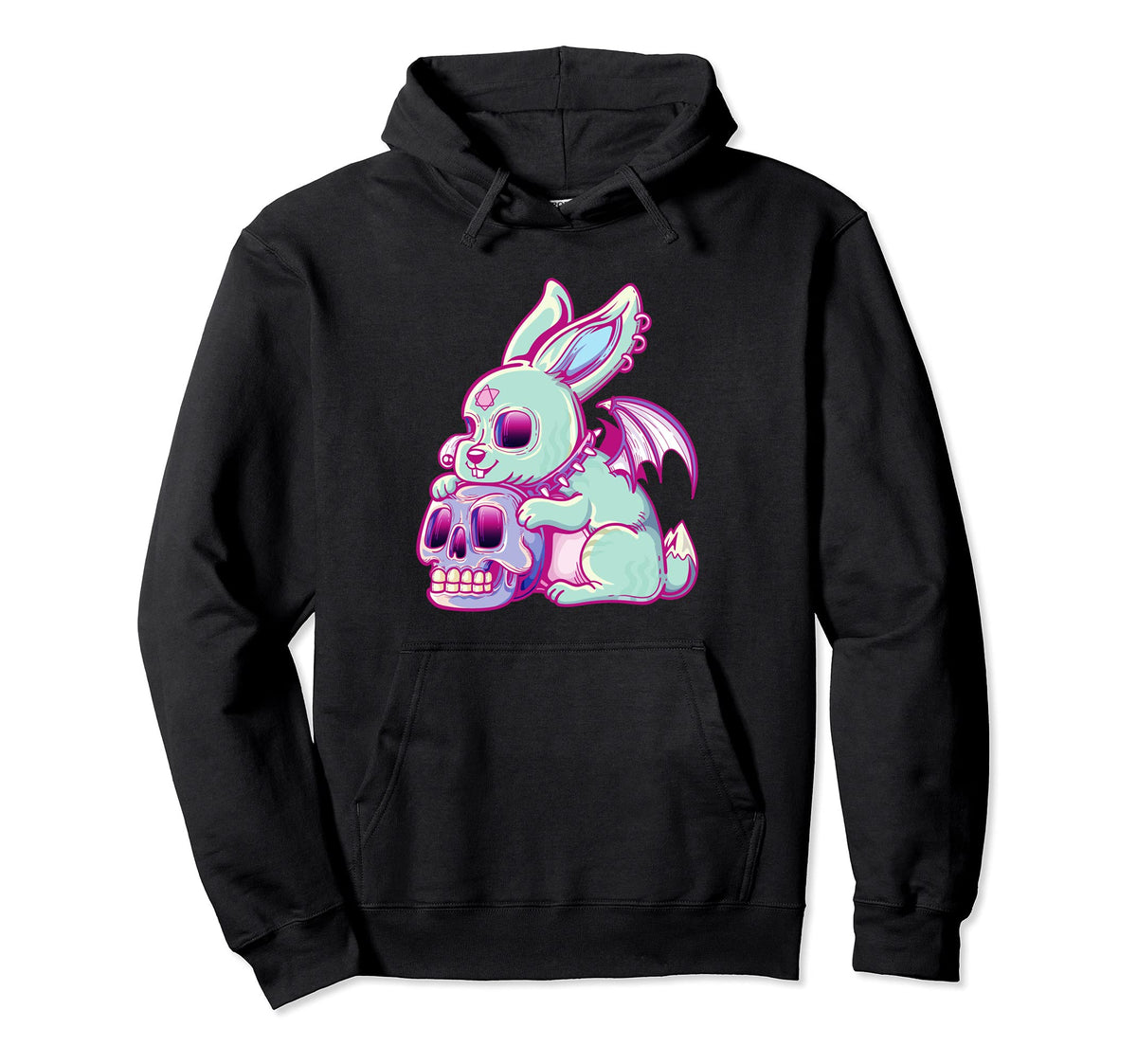 Kawaii Pastel Goth Creepy Rabbit Hoodie - Casual Everyday Wear Men Women